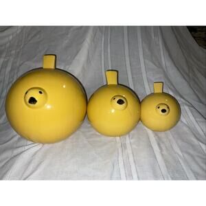 SAGEBROOK HOME 3 MULTI SIZED ROUND YELLOW CERAMIC BIRDS